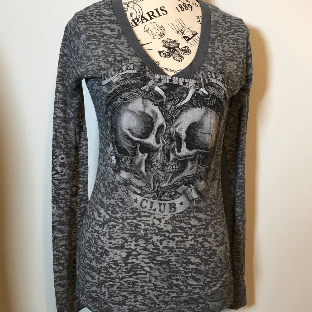 Hot Leathers Ladies Biker Sheer Long Sleeve Tee size L